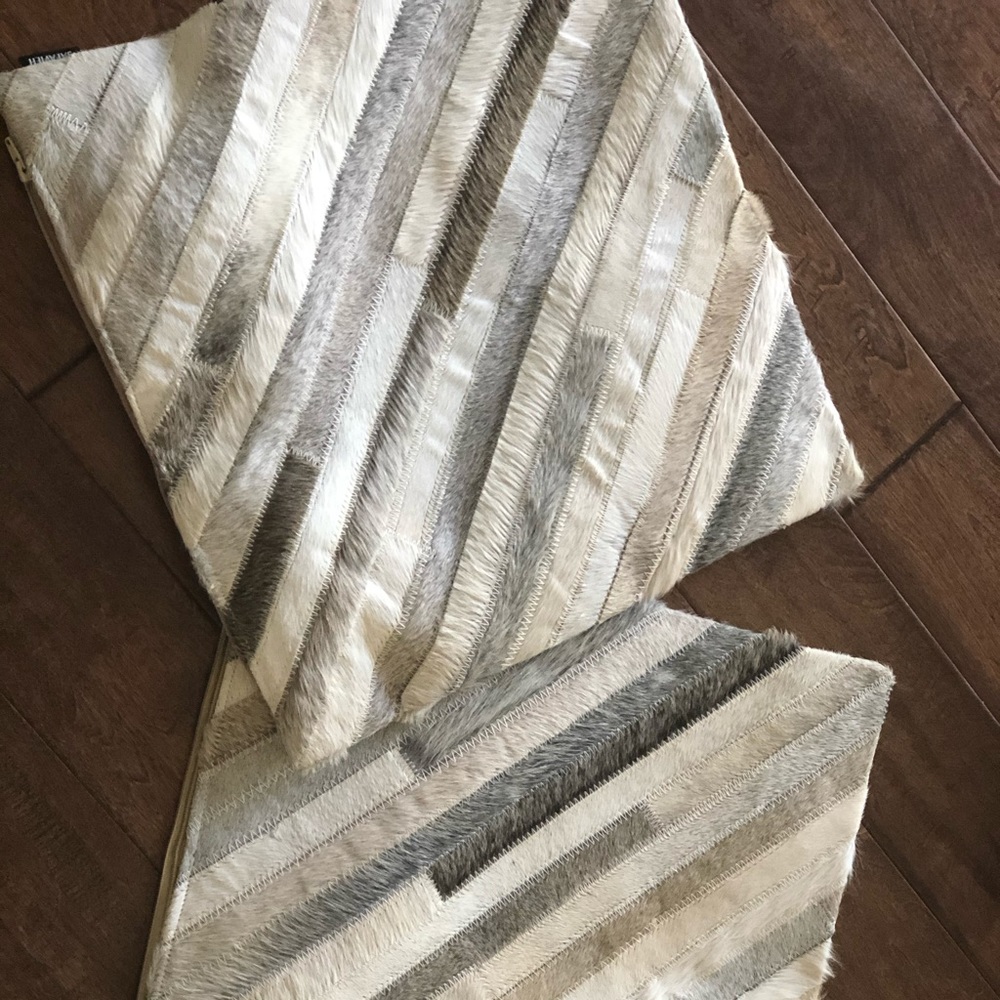 SOLD. Pair of 20x20 Cowhide Pillows